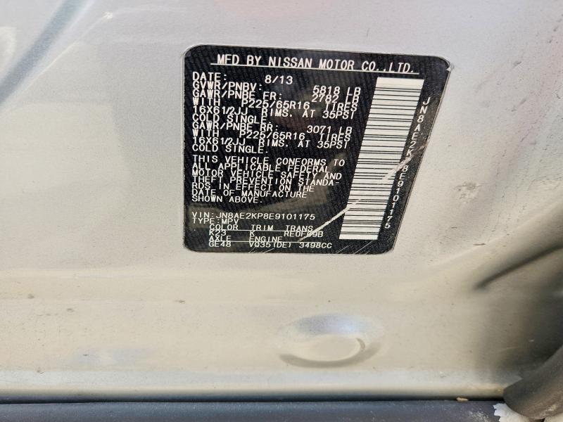 Aukcja sprzedaży 2014 Nissan Quest, vin: JN8AE2KP8E9101175, numer aukcji: 55394966