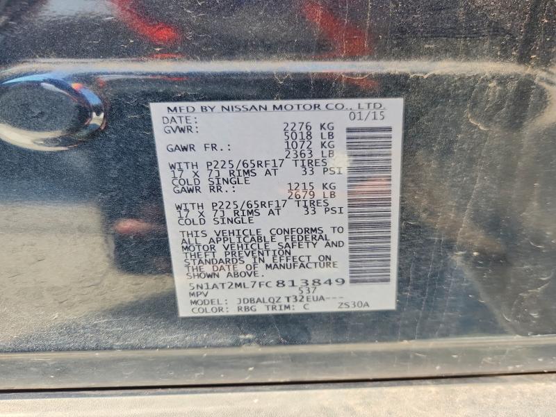 58568126 :رقم المزاد ، 5N1AT2ML7FC813849 vin ، 2015 Nissan Rogue مزاد بيع
