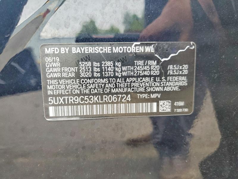 57864366 :رقم المزاد ، 5UXTR9C53KLR06724 vin ، 2019 Bmw X3 مزاد بيع