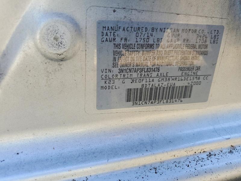 Aukcja sprzedaży 2015 Nissan Versa, vin: 3N1CN7AP3FL831476, numer aukcji: 55512346