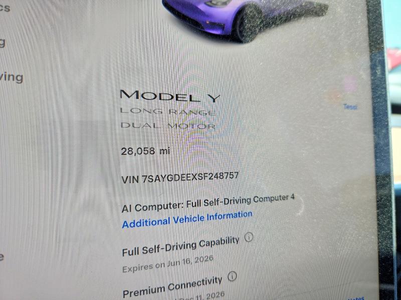 Aukcja sprzedaży 2025 Tesla Model Y, vin: 7SAYGDEEXSF248757, numer aukcji: 56050806