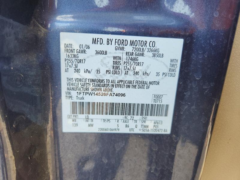 Продажа на аукционе авто 2006 Ford F150, vin: 1FTPW14526FA74096, номер лота: 53361976
