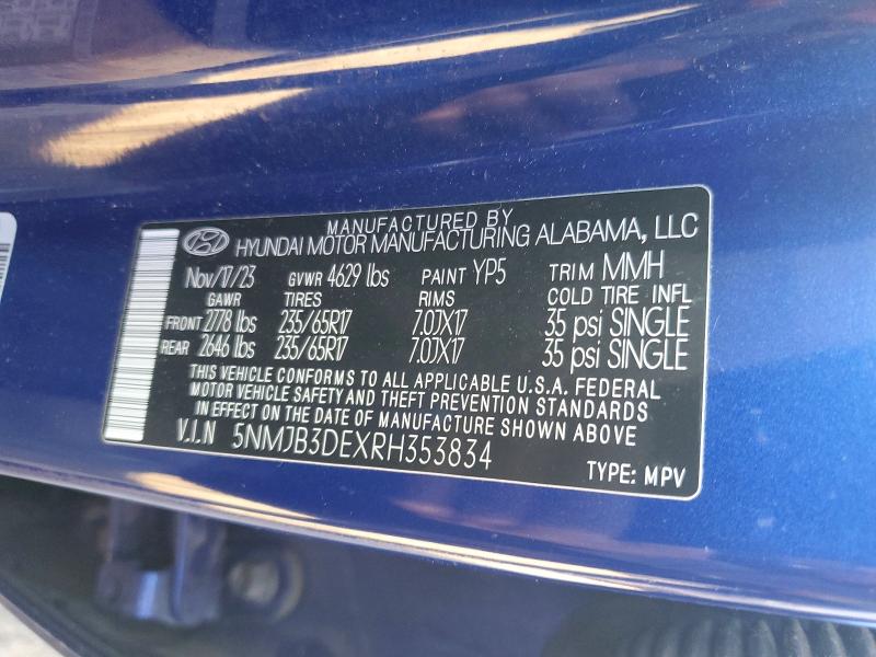 Auction sale of the 2024 Hyundai Tucson, vin: 5NMJB3DEXRH353834, lot number: 56996796
