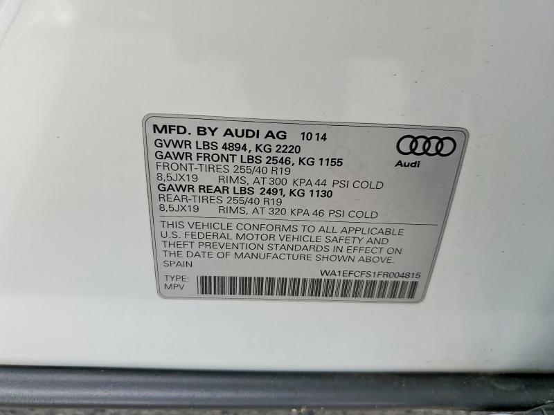 Продажа на аукционе авто 2015 Audi Q3, vin: WA1EFCFS1FR004815, номер лота: 56623126