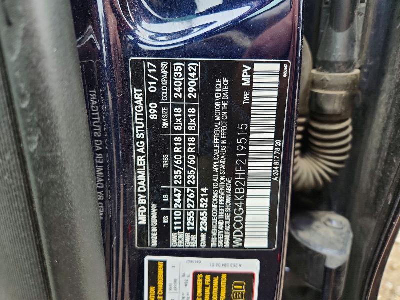 Aukcja sprzedaży 2017 Mercedes-benz Glc, vin: WDC0G4KB2HF219515, numer aukcji: 57825556