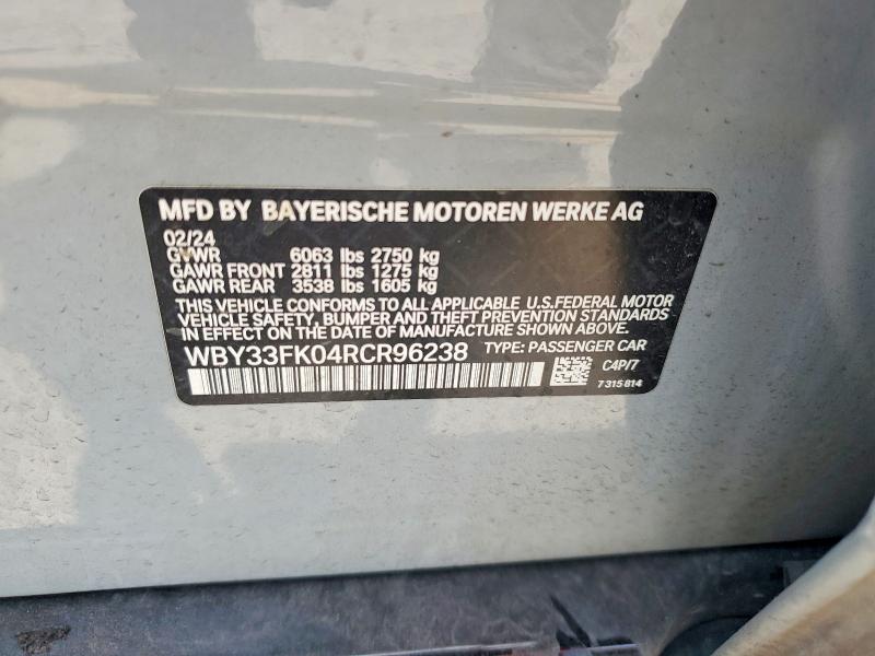 Aukcja sprzedaży 2024 Bmw I5, vin: WBY33FK04RCR96238, numer aukcji: 56224456