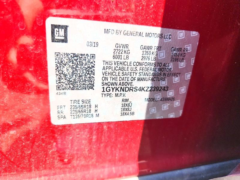 Продаж на аукціоні авто 2019 Cadillac Xt5, vin: 1GYKNDRS4KZ239243, номер лоту: 58190536