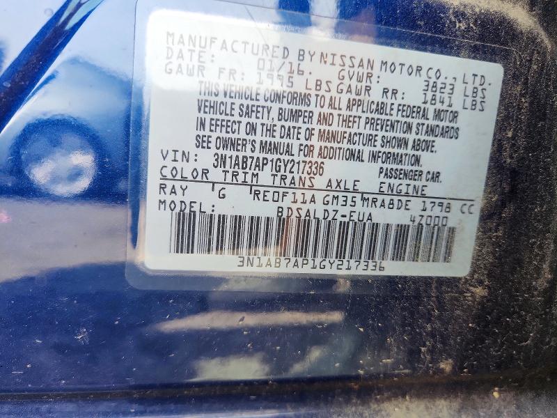 Продаж на аукціоні авто 2016 Nissan Sentra, vin: 3N1AB7AP1GY217336, номер лоту: 56750936