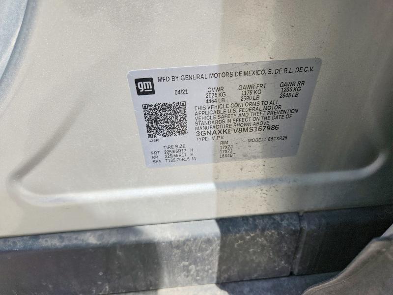 Продажа на аукционе авто 2021 Chevrolet Equinox, vin: 3GNAXKEV8MS167986, номер лота: 55946866