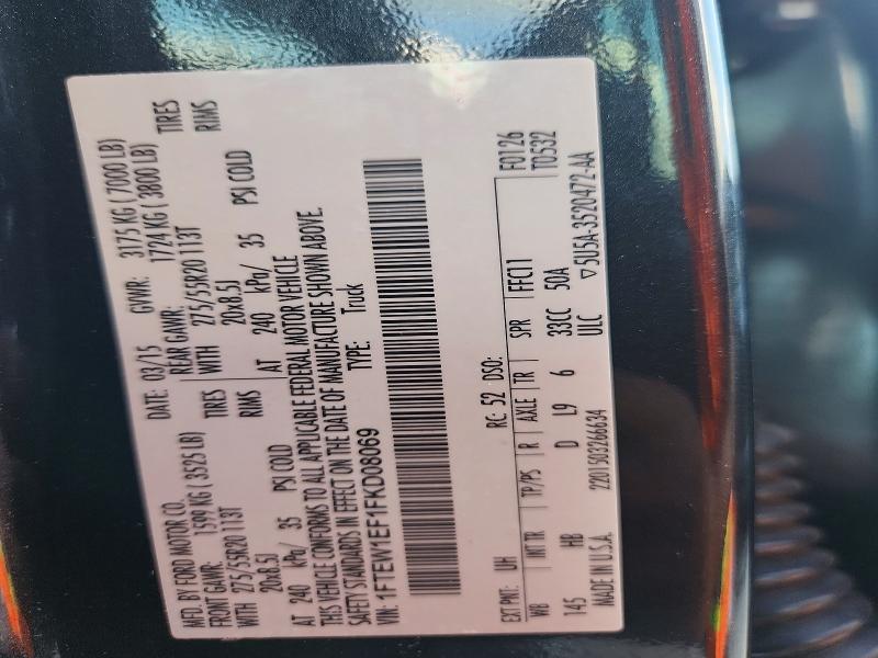 Aukcja sprzedaży 2015 Ford F150, vin: 1FTEW1EF1FKD08069, numer aukcji: 55335706