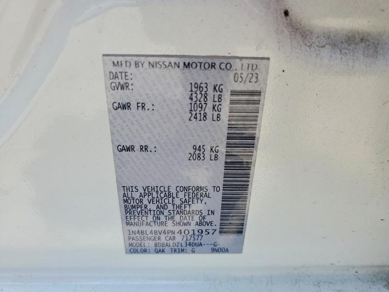 Продаж на аукціоні авто 2023 Nissan Altima, vin: 1N4BL4BV4PN401957, номер лоту: 58577486