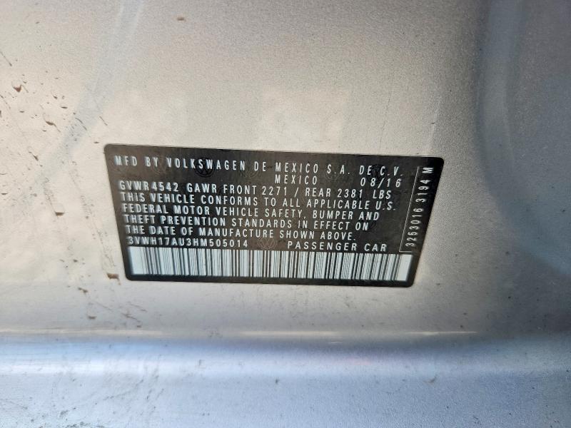 Aukcja sprzedaży 2017 Volkswagen Golf Alltrack, vin: 3VWH17AU3HM505014, numer aukcji: 58458426