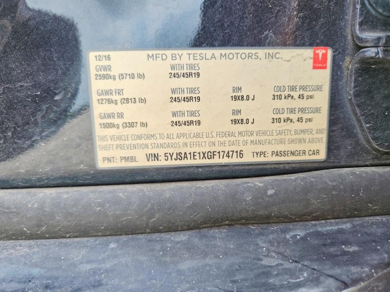 Aukcja sprzedaży 2016 Tesla Model S, vin: 5YJSA1E1XGF174716, numer aukcji: 58295006