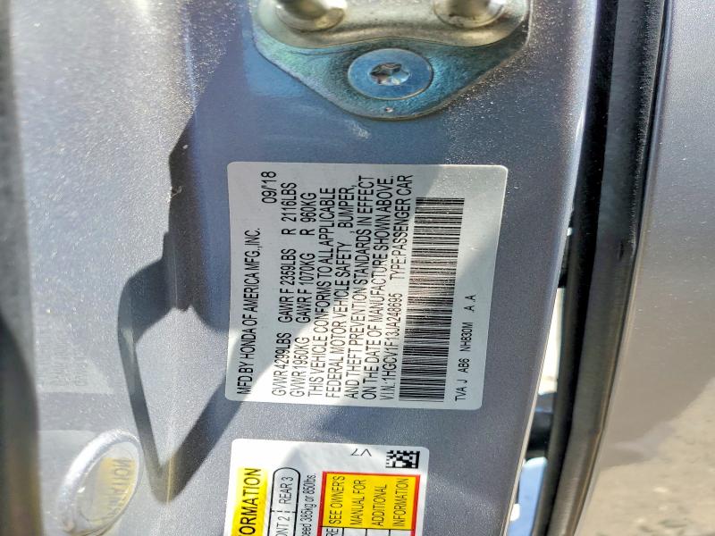 Aukcja sprzedaży 2018 Honda Accord, vin: 1HGCV1F13JA248695, numer aukcji: 55618246