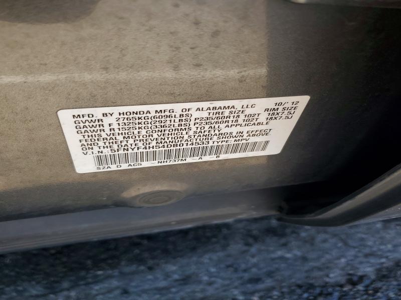 2013 Honda Pilot მანქანა იყიდება აუქციონზე, vin: 5FNYF4H54DB014533, აუქციონის ნომერი: 58606766