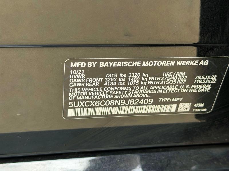 Продаж на аукціоні авто 2022 Bmw X7, vin: 5UXCX6C08N9J82409, номер лоту: 58335386