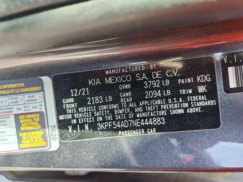 Продаж на аукціоні авто 2022 Kia Forte, vin: 3KPF54AD7NE444883, номер лоту: 55036966