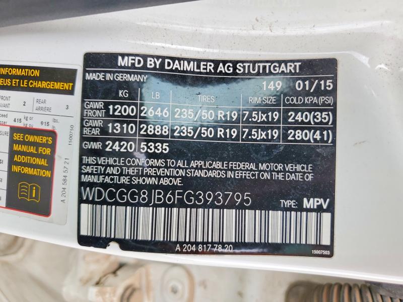 Продажа на аукционе авто 2015 Mercedes-benz Glk, vin: WDCGG8JB6FG393795, номер лота: 58972776