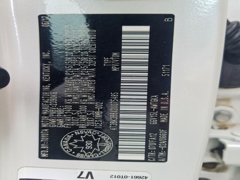 57373626 :رقم المزاد ، 4T3BK3BBXDU075485 vin ، 2013 Toyota Venza مزاد بيع