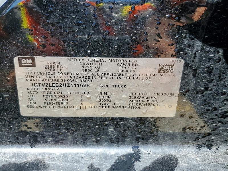 Auction sale of the 2017 Gmc Sierra, vin: 1GTV2LEC2HZ111628, lot number: 54920676