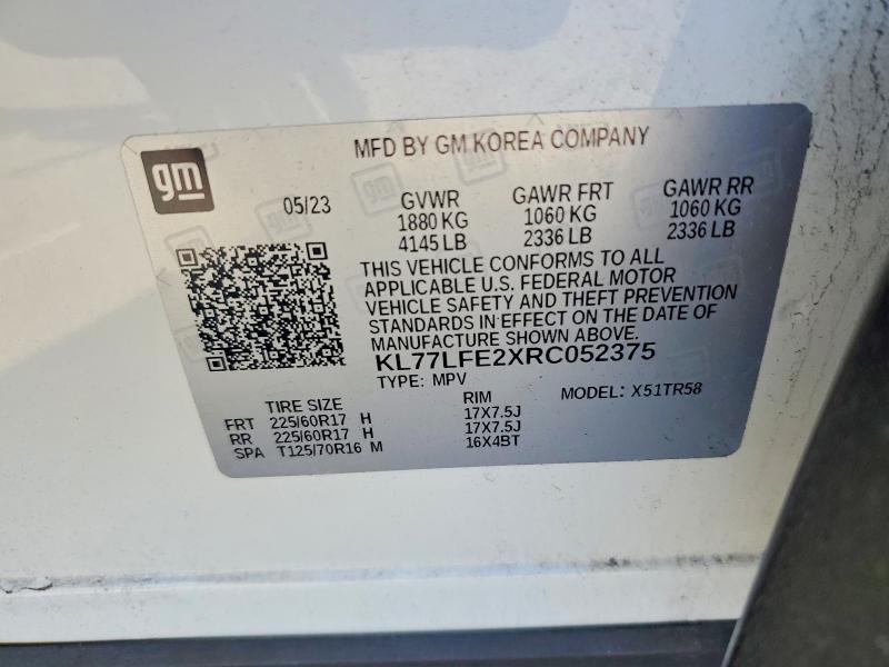 2024 Chevrolet Trax მანქანა იყიდება აუქციონზე, vin: KL77LFE2XRC052375, აუქციონის ნომერი: 56599016