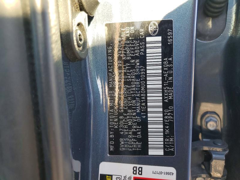 57249516 :رقم المزاد ، 4T1EA1AB0MU010997 vin ، 2021 Toyota Avalon مزاد بيع