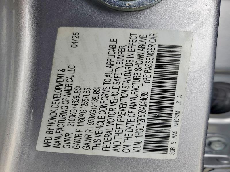 Aukcja sprzedaży 2025 Honda Accord, vin: 1HGCY2F55SA044689, numer aukcji: 58826716