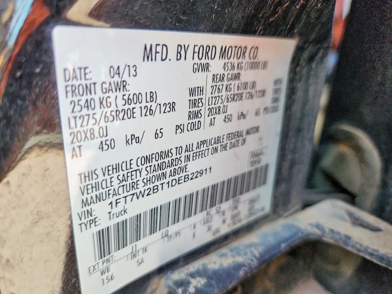 Auction sale of the 2013 Ford F250, vin: 1FT7W2BT1DEB22911, lot number: 58938346