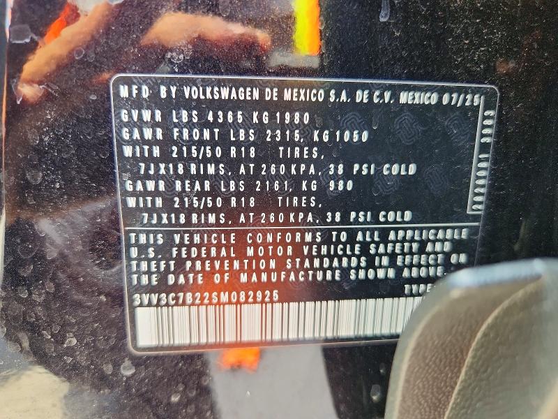 58833366 :رقم المزاد ، 3VV3C7B22SM082925 vin ، 2025 Volkswagen Taos مزاد بيع