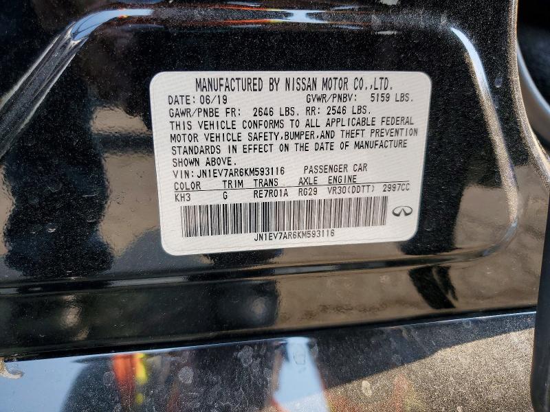 57687166 :رقم المزاد ، JN1EV7AR6KM593116 vin ، 2019 Infiniti Q50 مزاد بيع