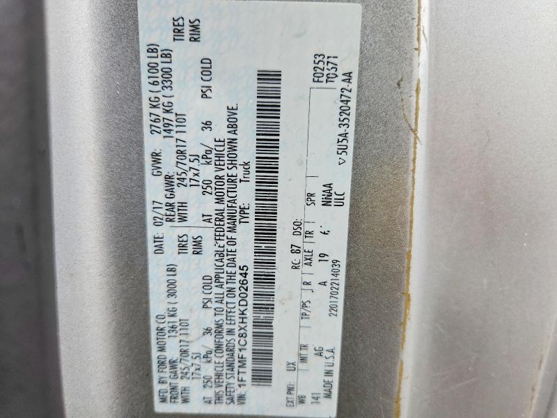 Продажа на аукционе авто 2017 Ford F150, vin: 1FTMF1C8XHKD02645, номер лота: 58644646