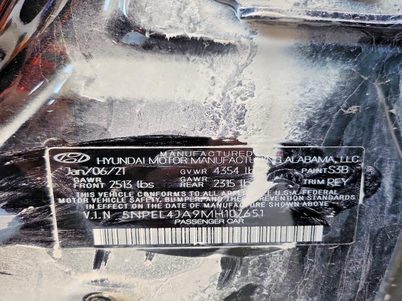 2021 Hyundai Sonata მანქანა იყიდება აუქციონზე, vin: 5NPEL4JA9MH107651, აუქციონის ნომერი: 56712366