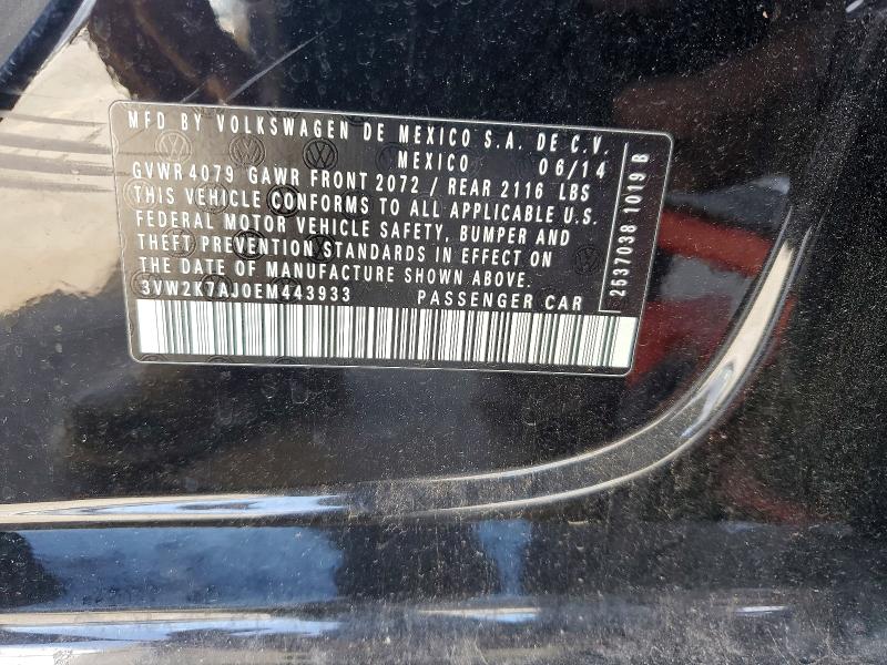 Auction sale of the 2014 Volkswagen Jetta, vin: 3VW2K7AJ0EM443933, lot number: 55760896