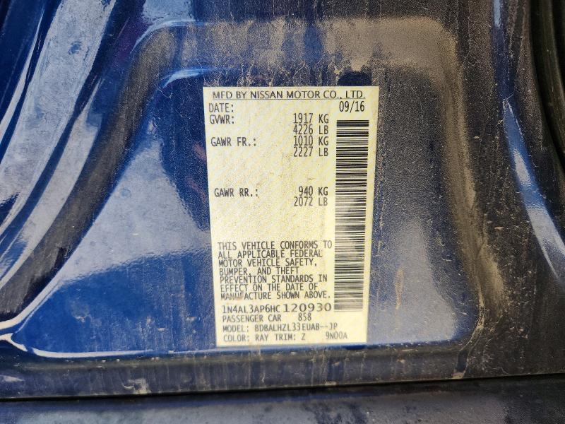 Продаж на аукціоні авто 2017 Nissan Altima, vin: 1N4AL3AP6HC120930, номер лоту: 56147186