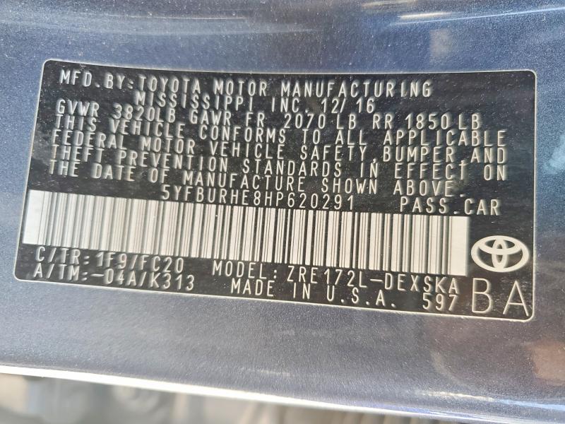 Продаж на аукціоні авто 2017 Toyota Corolla, vin: 5YFBURHE8HP620291, номер лоту: 56350526
