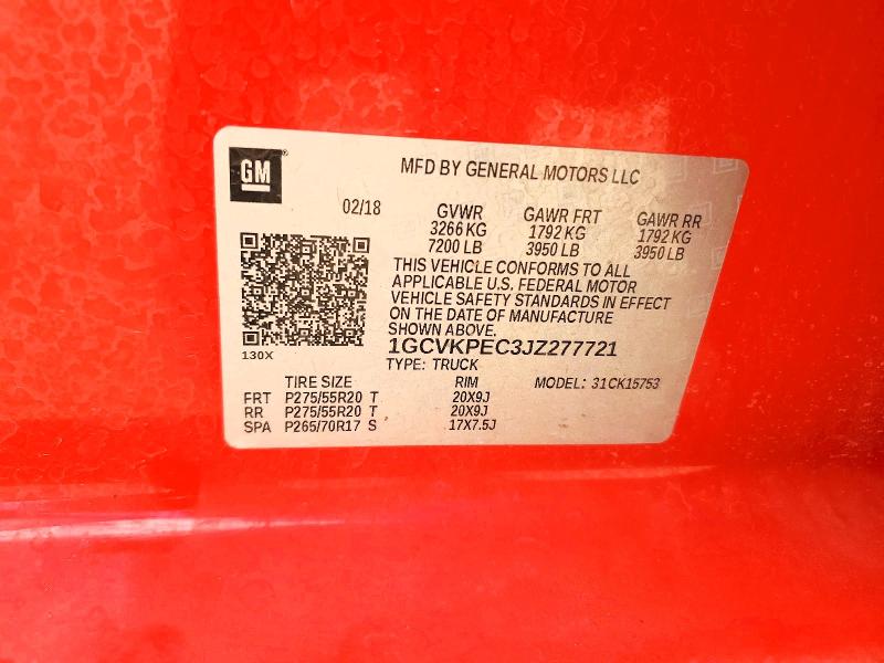 85606205 :رقم المزاد ، 1GCVKPEC3JZ277721 vin ، 2018 Chevrolet Silverado مزاد بيع