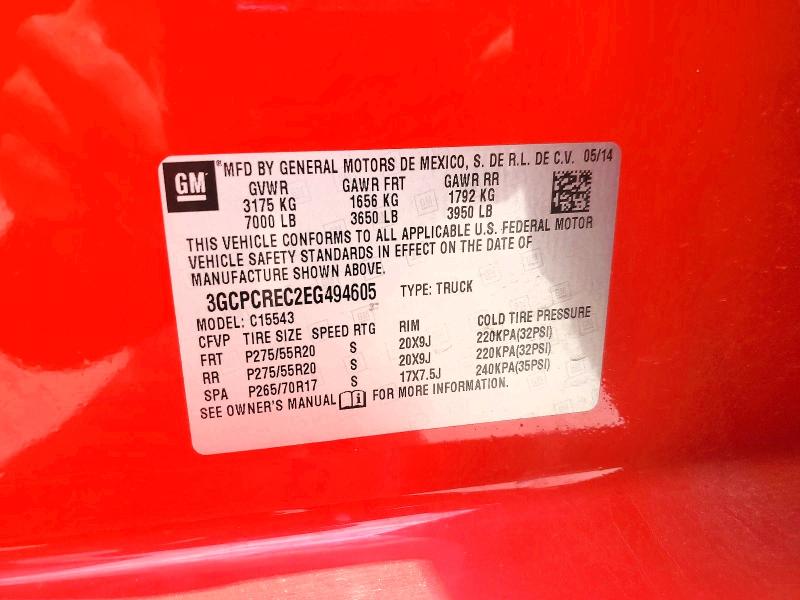 57326916 :رقم المزاد ، 3GCPCREC2EG494605 vin ، 2014 Chevrolet Silverado مزاد بيع
