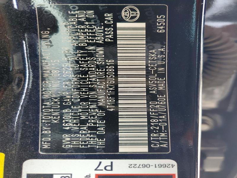 Aukcja sprzedaży 2016 Toyota Camry, vin: 4T1BF1FK7GU508616, numer aukcji: 55958956