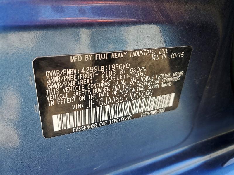 Продажа на аукционе авто 2016 Subaru Impreza, vin: JF1GJAA65GH005099, номер лота: 56060006