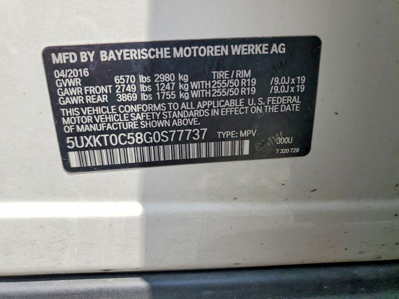 57006596 :رقم المزاد ، 5UXKT0C58G0S77737 vin ، 2016 Bmw X5 مزاد بيع
