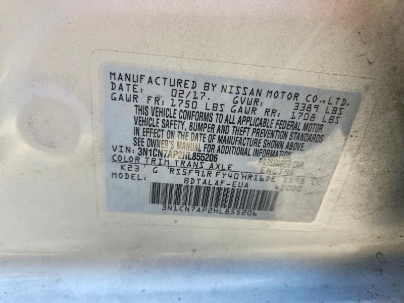 Aukcja sprzedaży 2017 Nissan Versa, vin: 3N1CN7AP2HL855206, numer aukcji: 56358846
