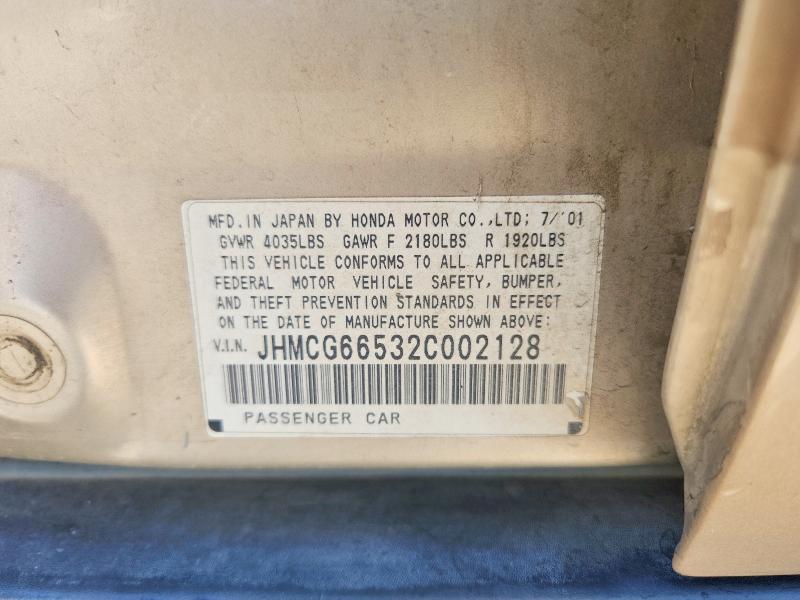 Продаж на аукціоні авто 2002 Honda Accord, vin: JHMCG66532C002128, номер лоту: 58820546