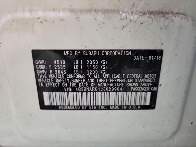 57332896 :رقم المزاد ، 4S3BNAR61J3029904 vin ، 2018 Subaru Legacy مزاد بيع