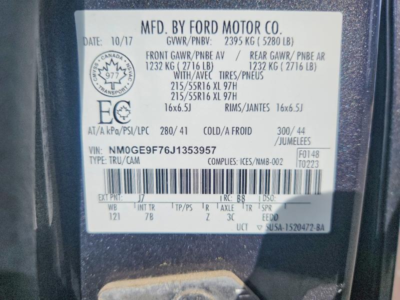 2018 Ford Transit Connect მანქანა იყიდება აუქციონზე, vin: NM0GE9F76J1353957, აუქციონის ნომერი: 56092896
