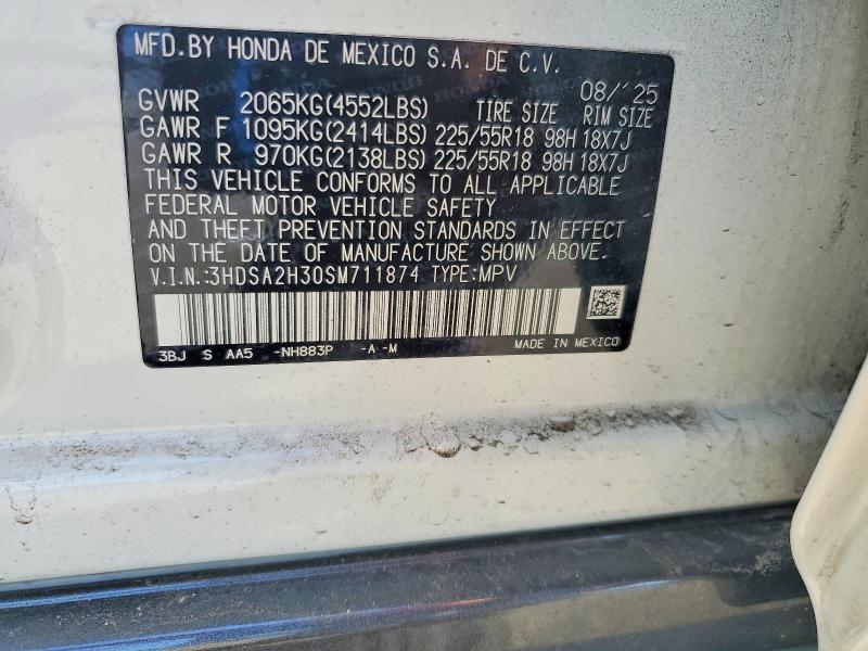 2025 Acura Adx მანქანა იყიდება აუქციონზე, vin: 3HDSA2H30SM711874, აუქციონის ნომერი: 59002036