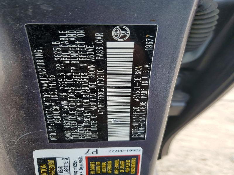 Продаж на аукціоні авто 2016 Toyota Camry, vin: 4T1BF1FK8GU170210, номер лоту: 54455906