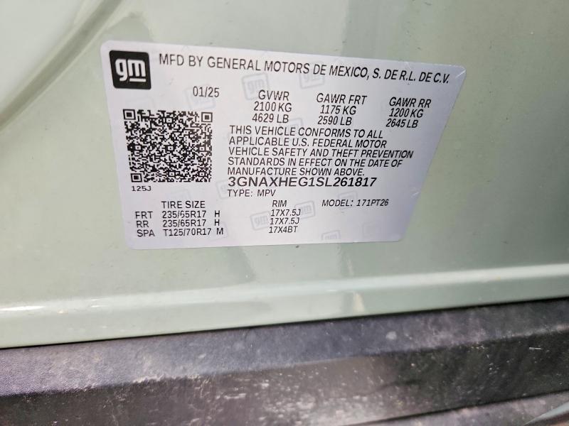 Aukcja sprzedaży 2025 Chevrolet Equinox, vin: 3GNAXHEG1SL261817, numer aukcji: 55396646