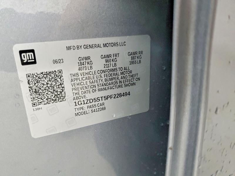 Продажа на аукционе авто 2023 Chevrolet Malibu, vin: 1G1ZD5ST5PF228494, номер лота: 57728156