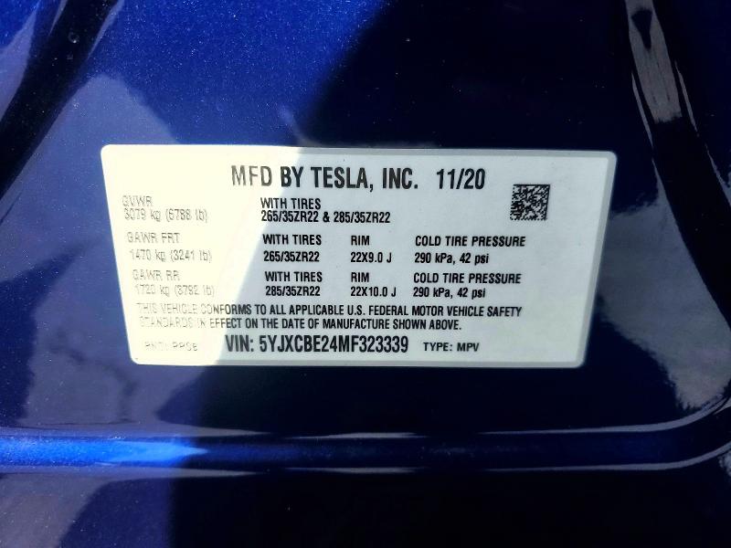 Aukcja sprzedaży 2021 Tesla Model X, vin: 5YJXCBE24MF323339, numer aukcji: 57578506