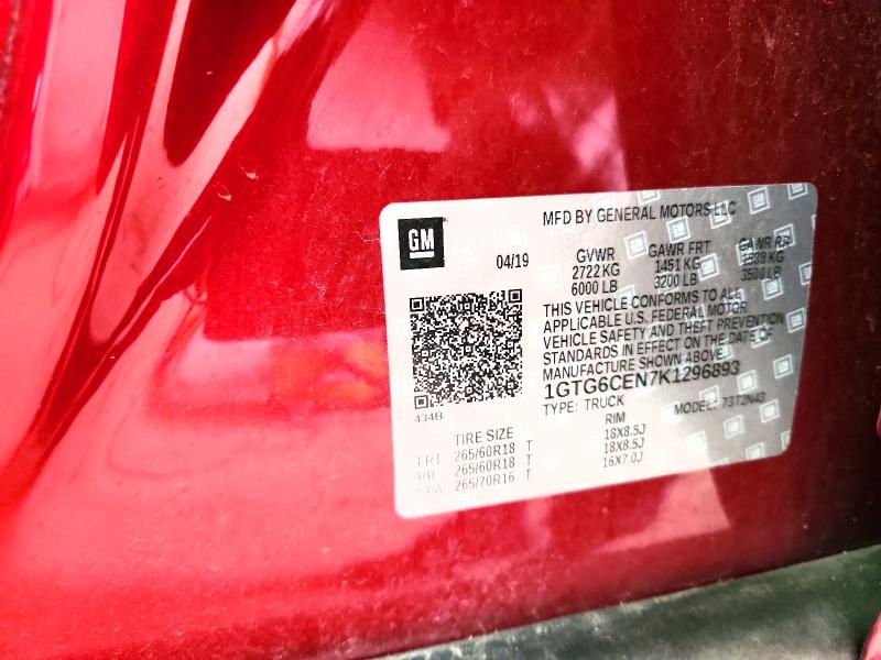 Продажа на аукционе авто 2019 Gmc Canyon, vin: 1GTG6CEN7K1296893, номер лота: 55081856